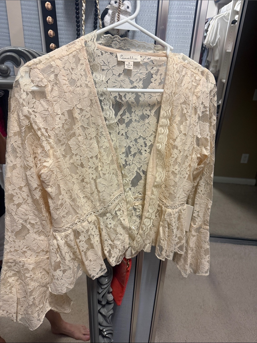 Camellia Cream Lace Peplum Blouse